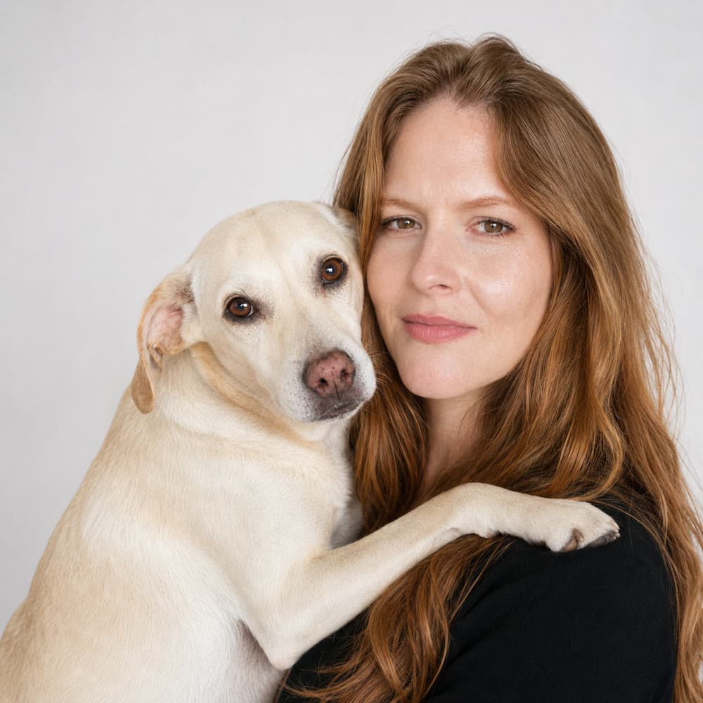 Adriane Nolli, médica veterinária e fundadora da Meu Pet Vagabundo, com um dos seus cães